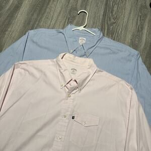 Brooks Brothers Mens 346 Striped Button Down Shirt Lot Bundle Size XXL Blue Pink